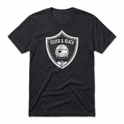 Silver and Black Shield Las Vegas Raiders t-shirt in black
