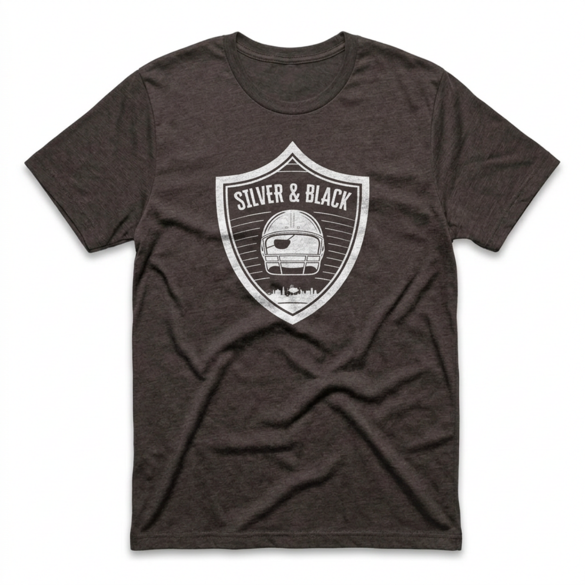 Silver and Black Shield Las Vegas Raiders t-shirt in vintage black