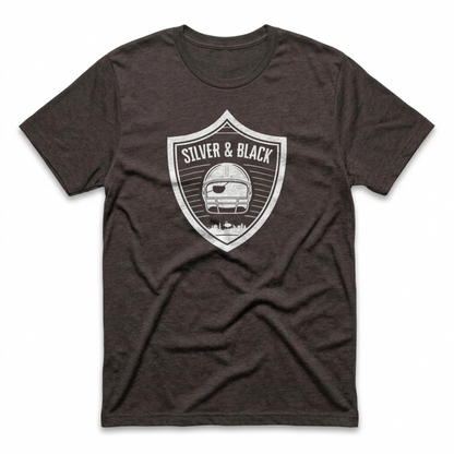 Silver and Black Shield Las Vegas Raiders t-shirt in vintage black