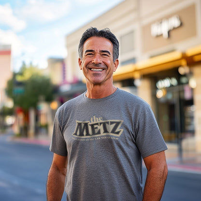 The Metz Las Vegas nightlife tribute t-shirt lifestyle shot in gray