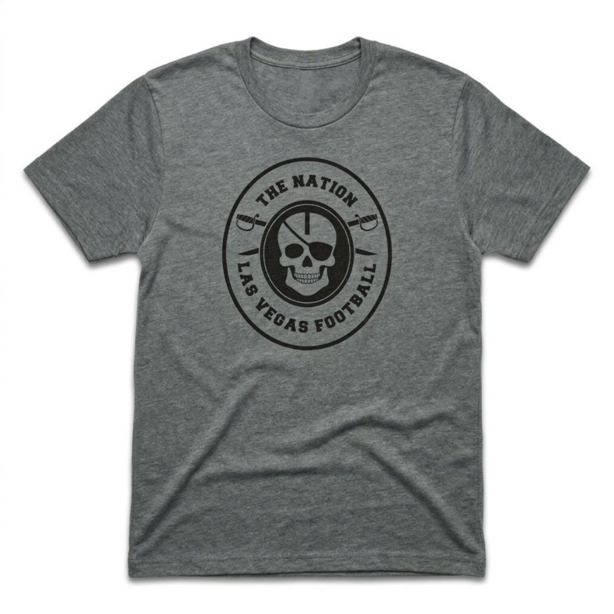 The Nation Skull and Swords Las Vegas Raiders t-shirt in heavy metal