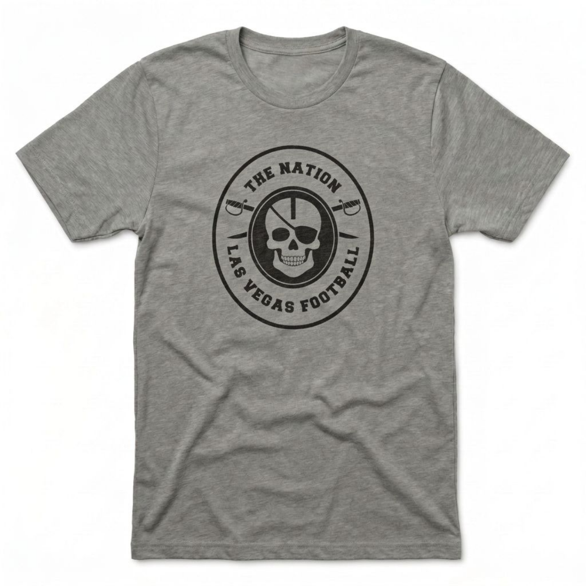 The Nation Skull and Swords Las Vegas Raiders t-shirt in venetian gray