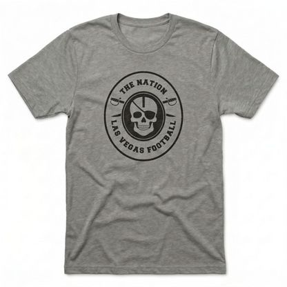 The Nation Skull and Swords Las Vegas Raiders t-shirt in venetian gray