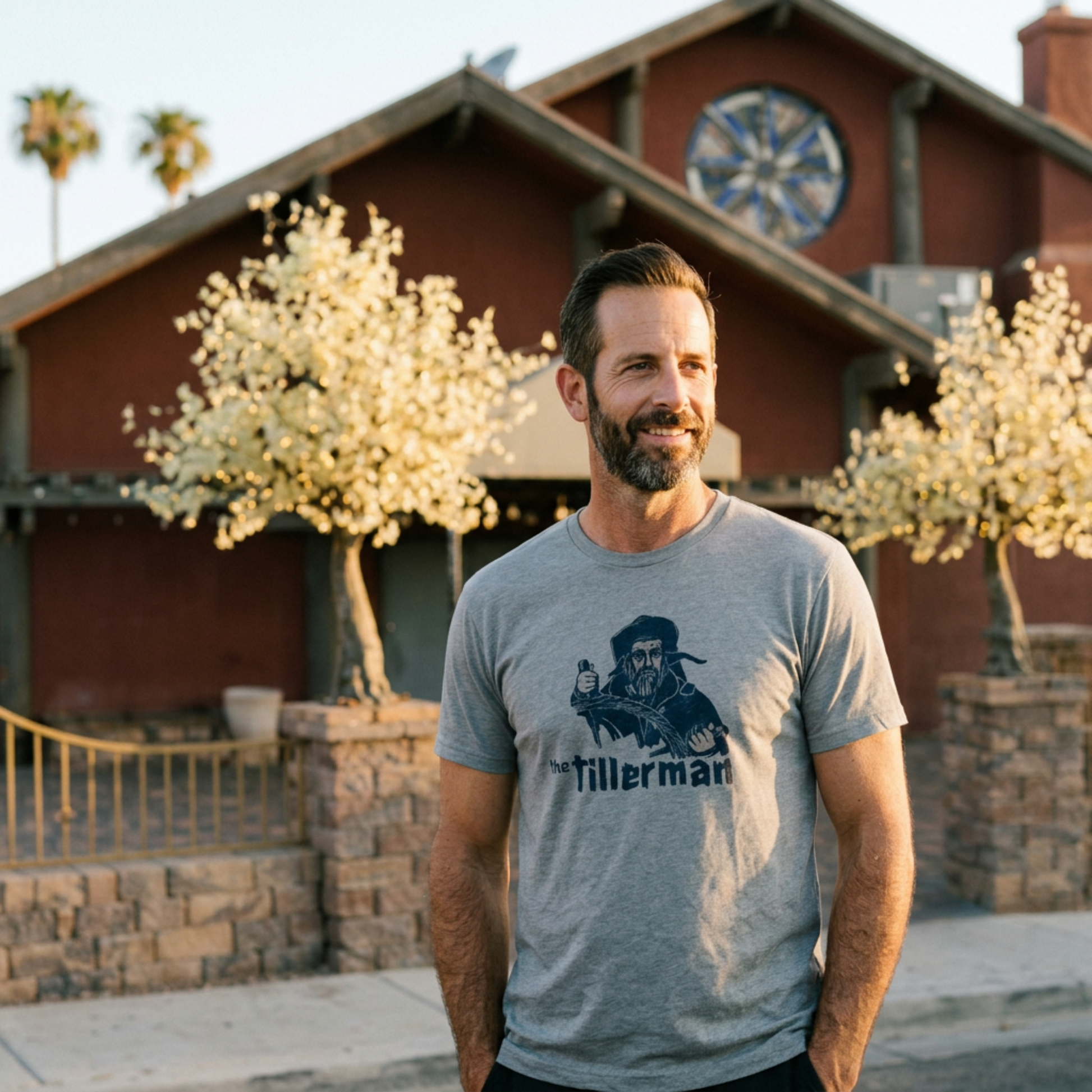 The Tillerman Las Vegas restaurant tribute t-shirt lifestyle shot in premium heather