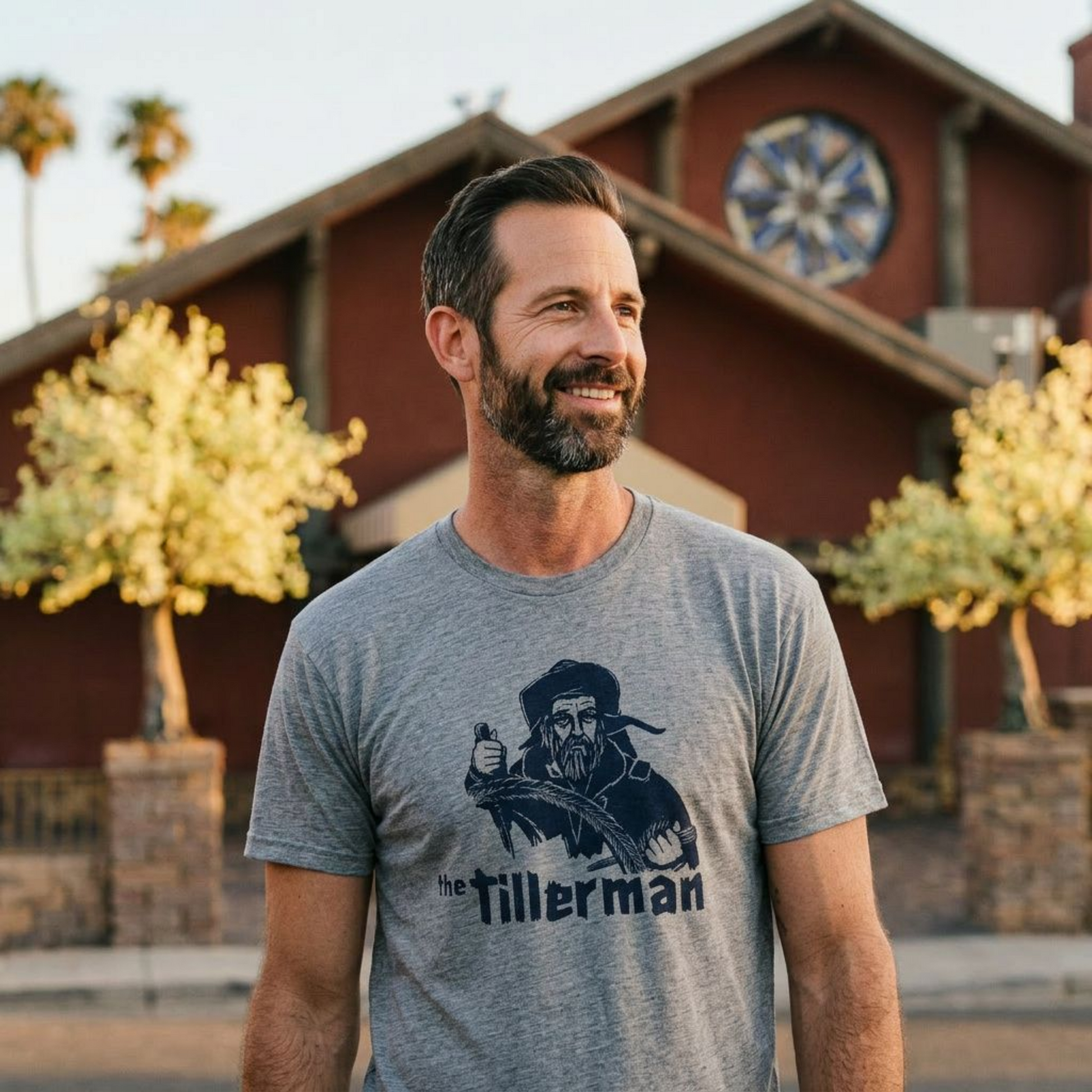 The Tillerman Las Vegas restaurant tribute t-shirt lifestyle shot in premium heather