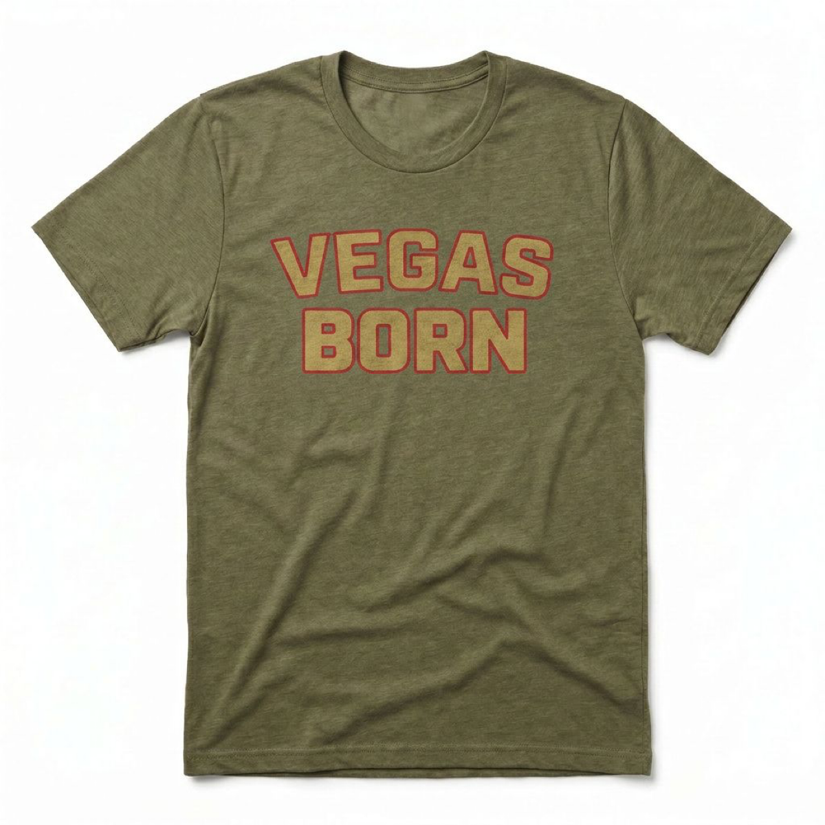 Vegas Born Gold and Red Edition Las Vegas t-shirt in military green