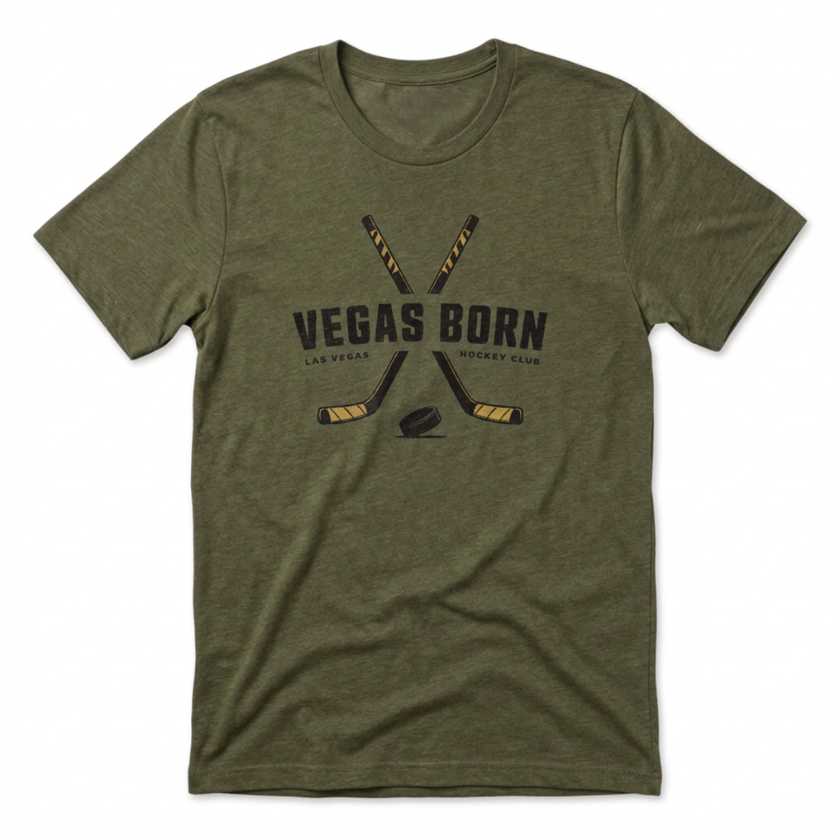 Vegas Born Hockey Sticks Las Vegas Golden Knights t-shirt in military green