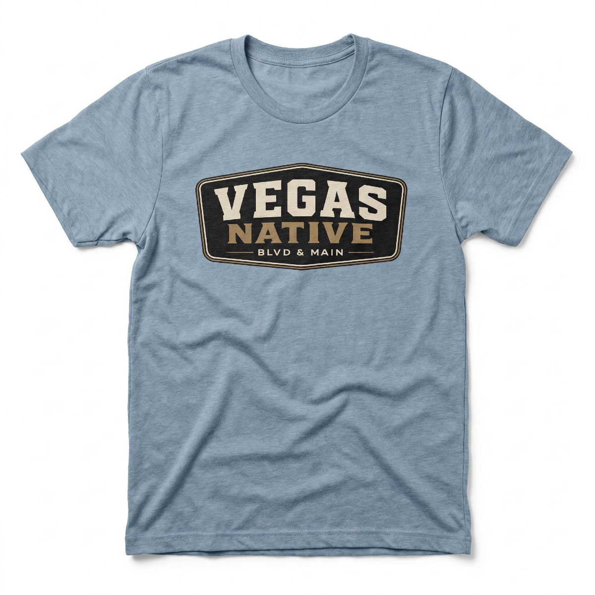 Las Vegas Native Badge t-shirt in stonewash denim
