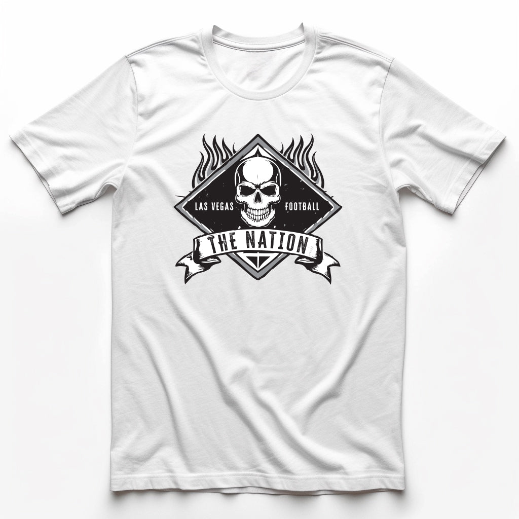 The Nation Skull and Fire Las Vegas Raiders t-shirt in white