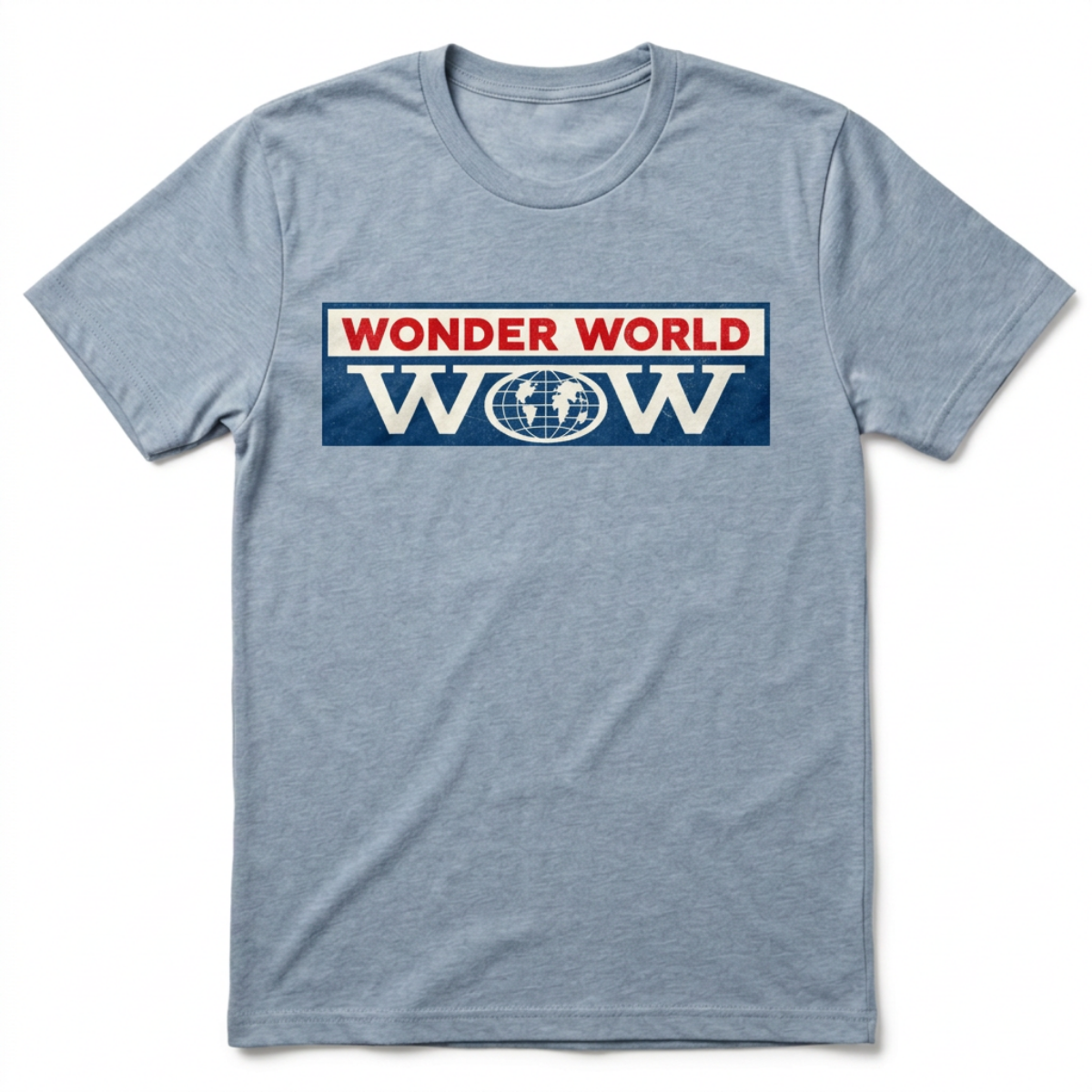 Wonder World Las Vegas t-shirt in Vintage Stonewash Denim