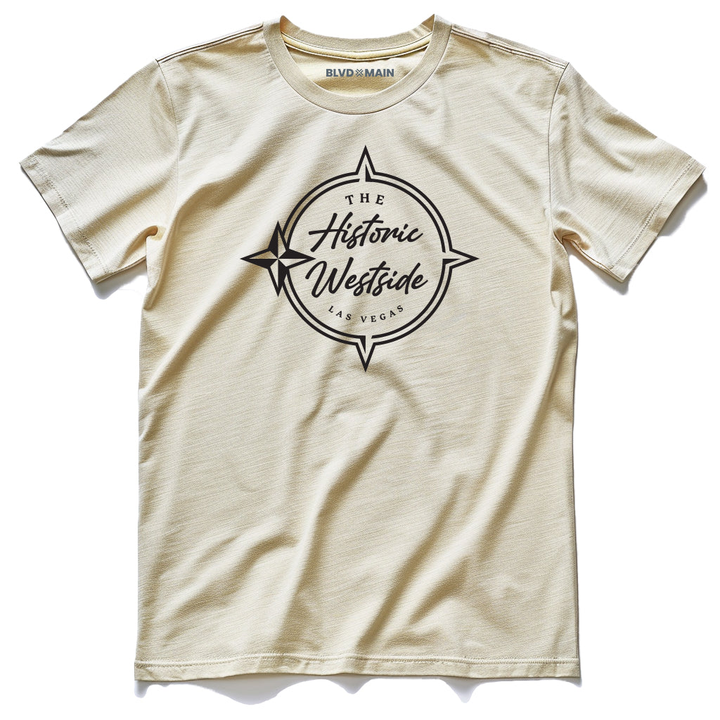 Historic Westside Las Vegas compass t-shirt in yellow