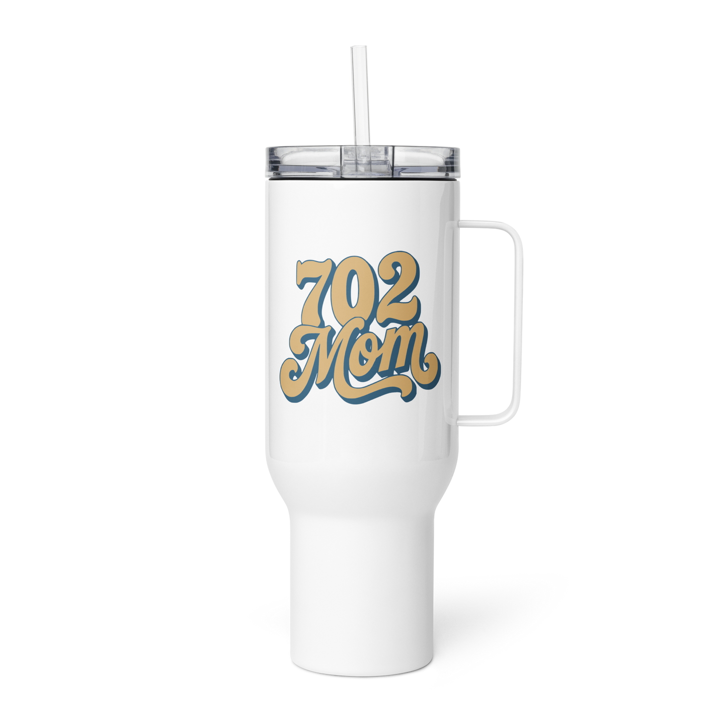 702 Mom Las Vegas travel mug in white