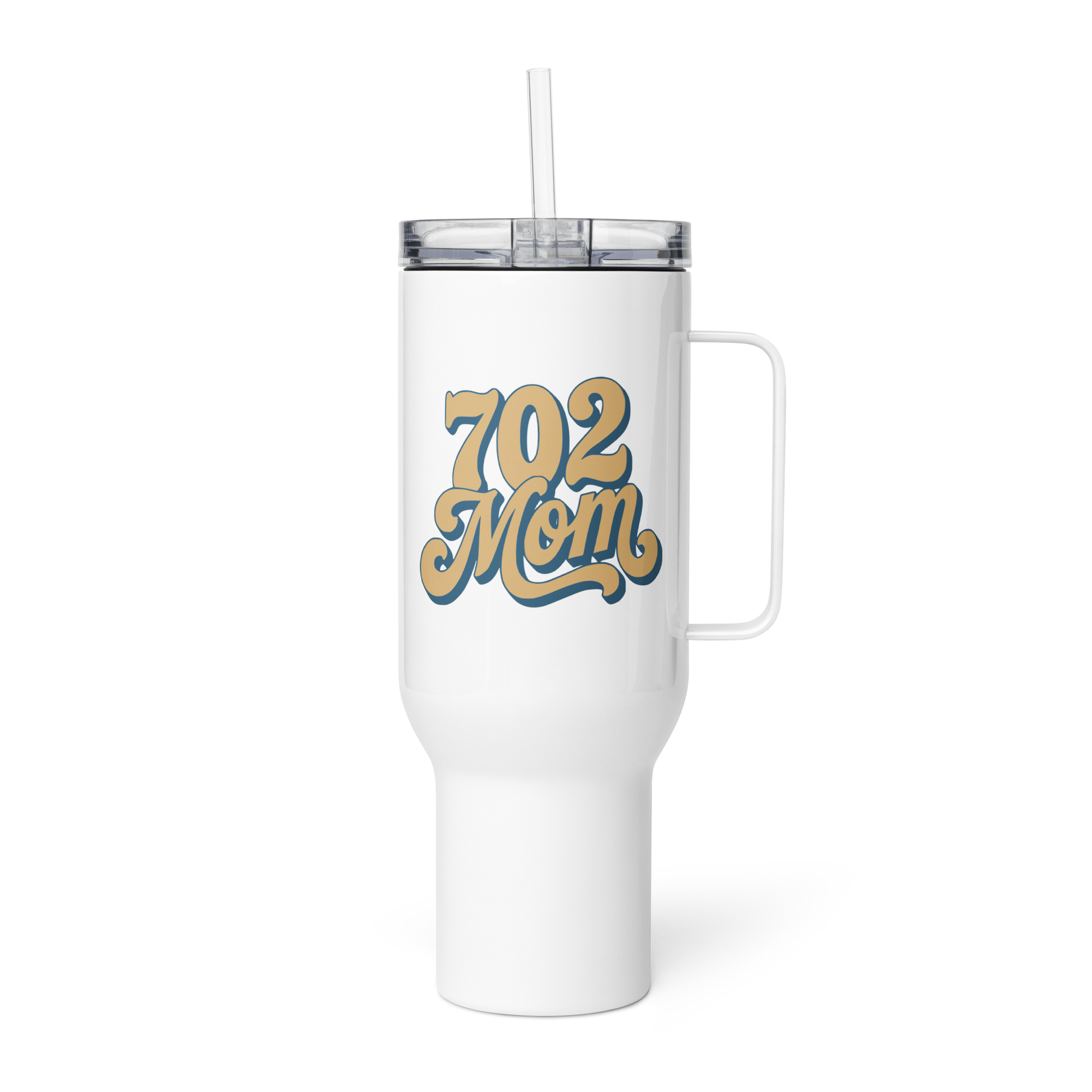 702 Mom Las Vegas travel mug in white
